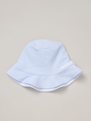 Rock-A-Bye Baby Boutique Blue 100% Cotton Printed Romper and Reversible Hat Outfit Set - Image 4 of 5
