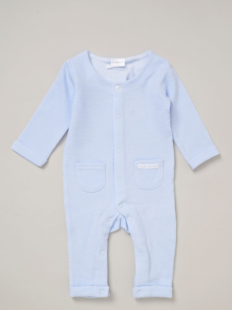 Rock-A-Bye Baby Boutique Blue 100% Cotton Waffle Romper and Comforter Set - Image 2 of 5