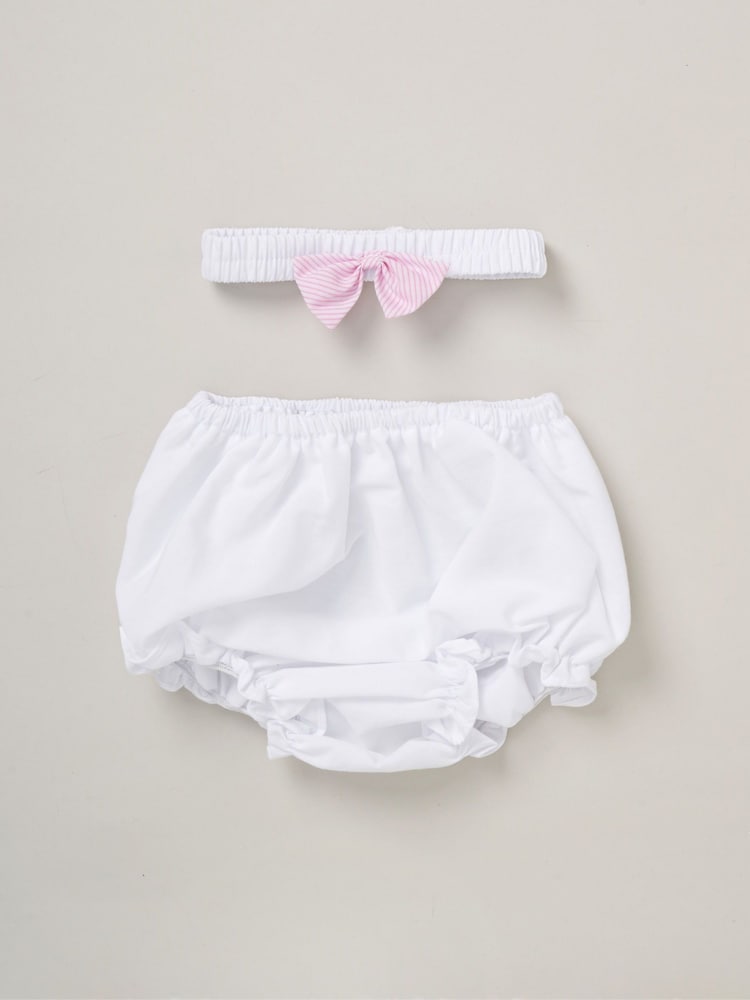 Rock-A-Bye Baby Boutique Cotton Dress Knickers and Bow Headband Outfit Set - Image 2 of 5 Rock-A-Bye Baby Boutique Cotton Dress Knickers and Bow Headband Outfit Set - Image 2 of 5