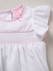 Rock-A-Bye Baby Boutique Pink 100% Cotton Dress Knickers and Bow Headband Outfit Set - Image 5 of 5