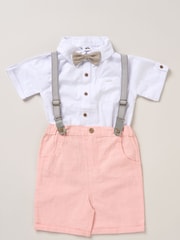 Little Gent Blue Shirt Shorts and Braces Outfit Set - Image 1 of 3