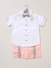 Little Gent Blue Shirt Shorts and Braces Outfit Set - Image 2 of 3