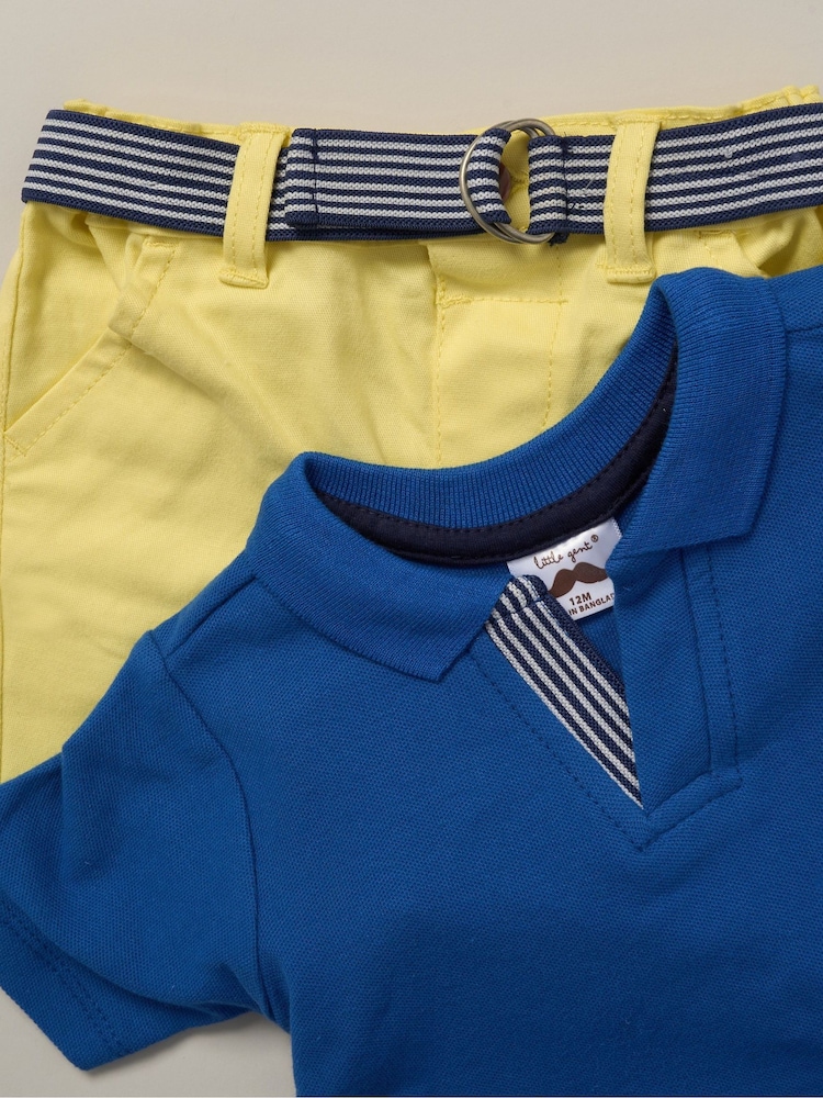 Little Gent Polo Shirt and Belted Shorts Outfit Set - Image 5 of 5
