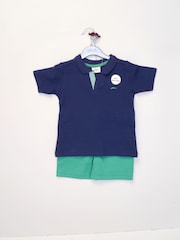 Little Gent Polo Shirt and Belted Shorts Outfit Set - Image 1 of 4