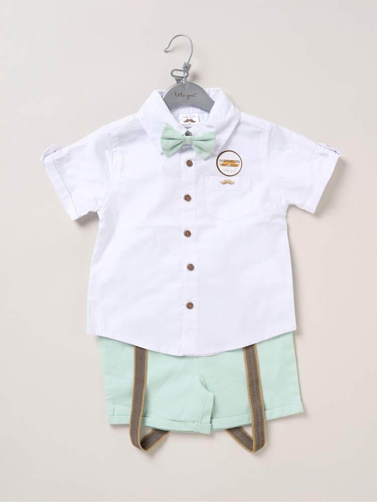 Зеленый свет - Little Gent Bodysuit Shirt Shorts and Braces Outfit Set - Image 1 of 3