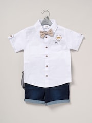 Little Gent Blue Shirt Shorts and Braces Outfit Set - Image 2 of 4
