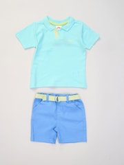 Little Gent Polo Shirt and Belted Shorts Outfit Set - Image 1 of 5