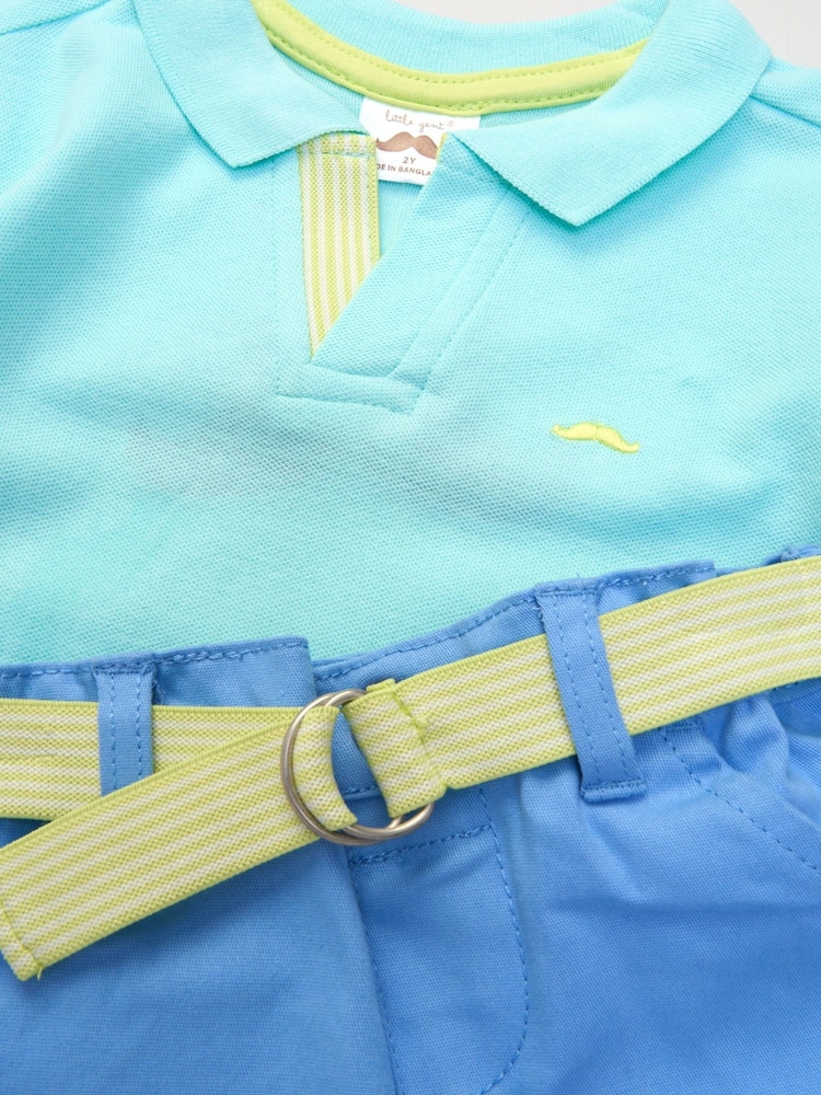 Little Gent Polo Shirt and Belted Shorts Outfit Set - Image 5 of 5