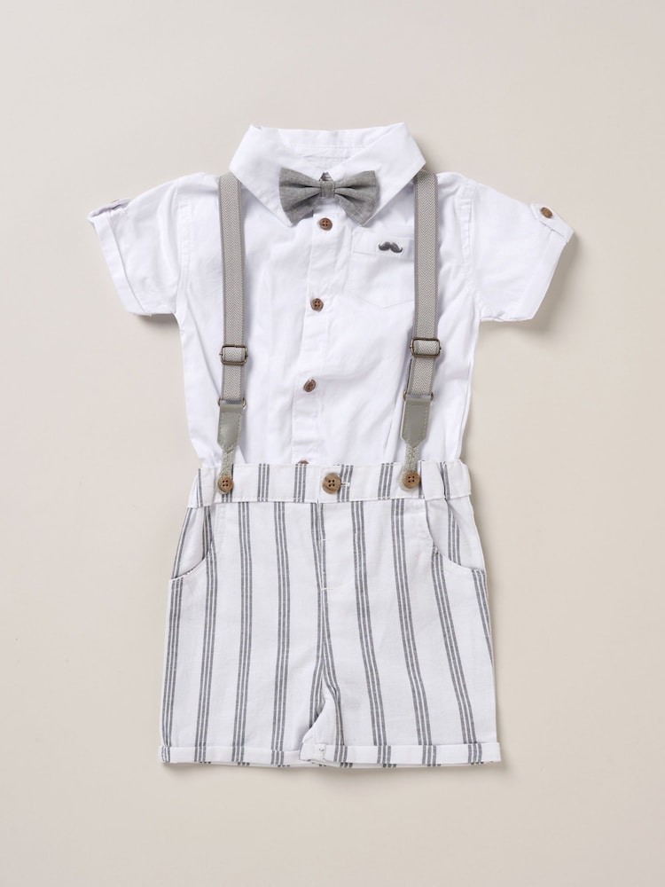 Little Gent Bodysuit Shirt Shorts and Braces Outfit Set - Image 1 of 2