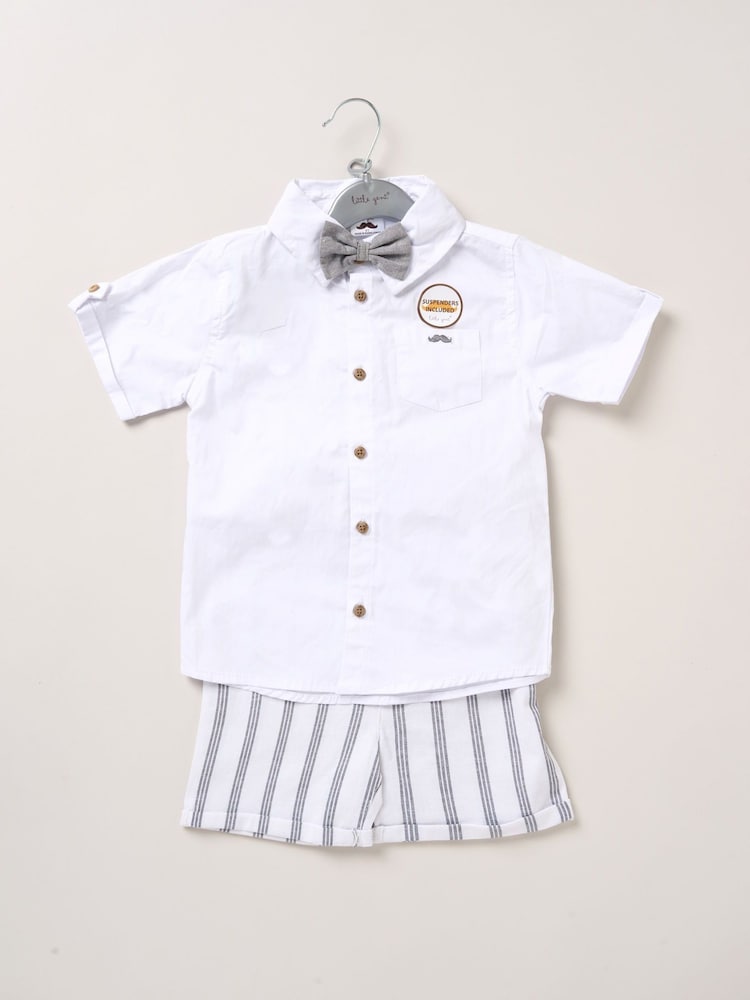 Little Gent Bodysuit Shirt Shorts and Braces Outfit Set - Image 2 of 2
