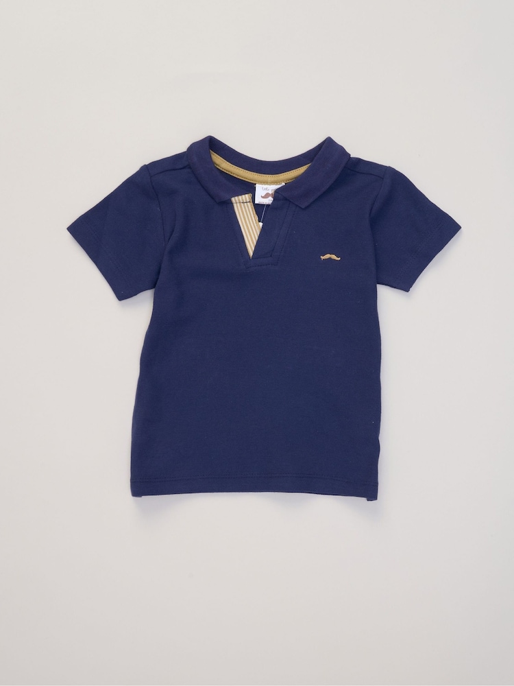 Little Gent Blue Polo Shirt and Belted Shorts Outfit Set - Image 2 of 5