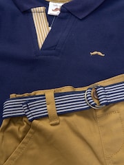 Little Gent Blue Polo Shirt and Belted Shorts Outfit Set - Image 5 of 5