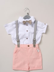 Little Gent Bodysuit Shirt Shorts and Braces Outfit Set - Image 2 of 3