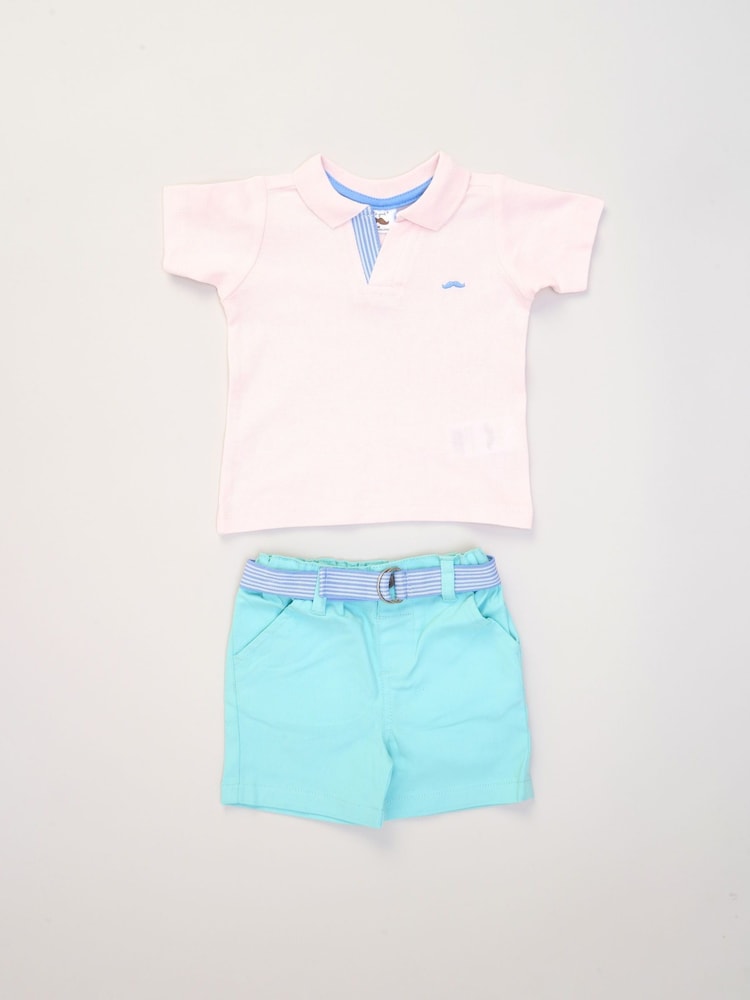 Little Gent Polo Shirt and Belted Shorts Outfit Set - Image 1 of 5
