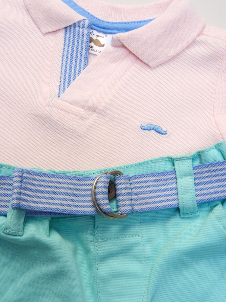 Little Gent Polo Shirt and Belted Shorts Outfit Set - Image 5 of 5
