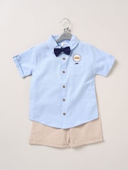 Little Gent 100% Cotton Brown Shirt Shorts and Braces Outfit Set - Image 1 of 2