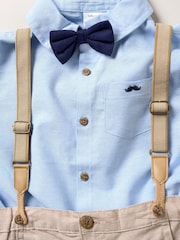 Little Gent 100% Cotton Brown Shirt Shorts and Braces Outfit Set - Image 2 of 2