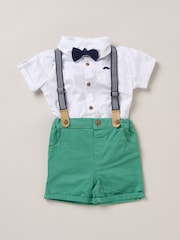 Little Gent Bodysuit Shirt Shorts and Braces Outfit Set - Image 1 of 3
