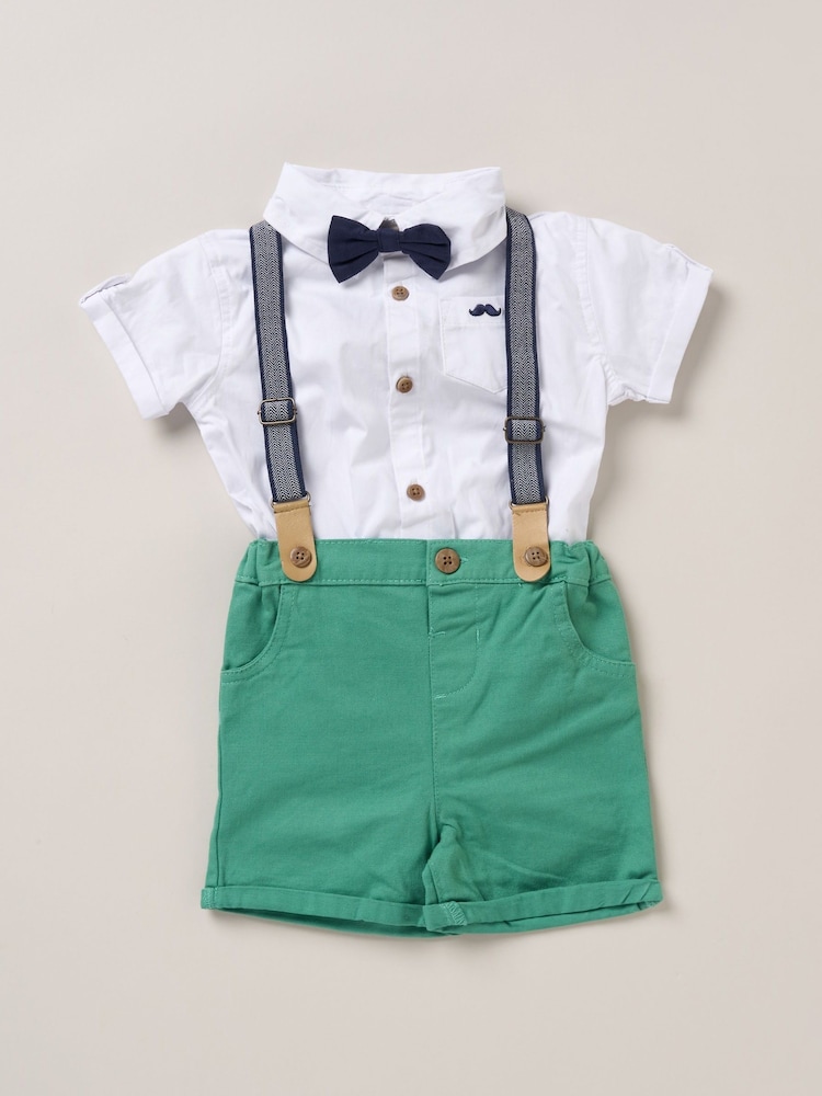 Little Gent Bodysuit Shirt Shorts and Braces Outfit Set - Image 1 of 3