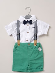 Little Gent Bodysuit Shirt Shorts and Braces Outfit Set - Image 2 of 3