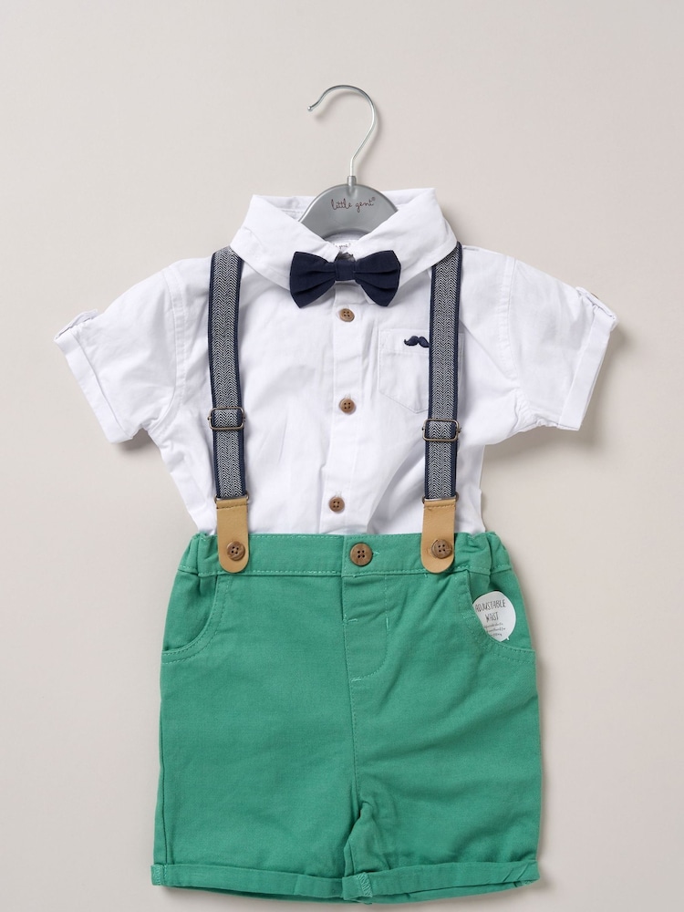 Little Gent Bodysuit Shirt Shorts and Braces Outfit Set - Image 2 of 3