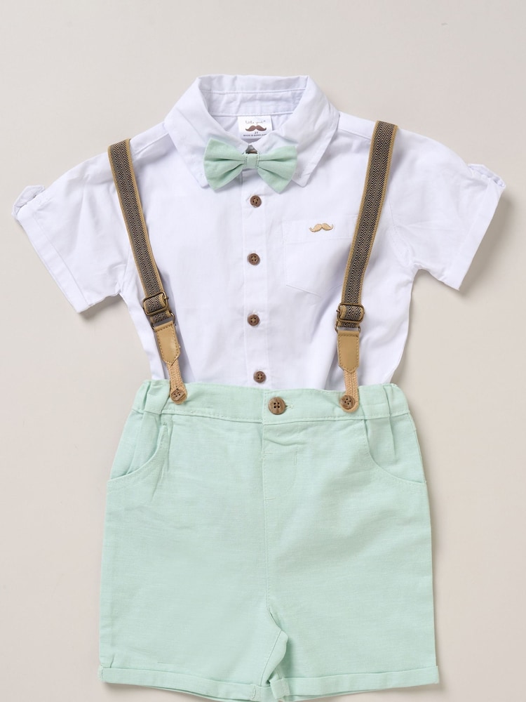 Little Gent Green Shirt Shorts and Braces Outfit Set - Image 1 of 3