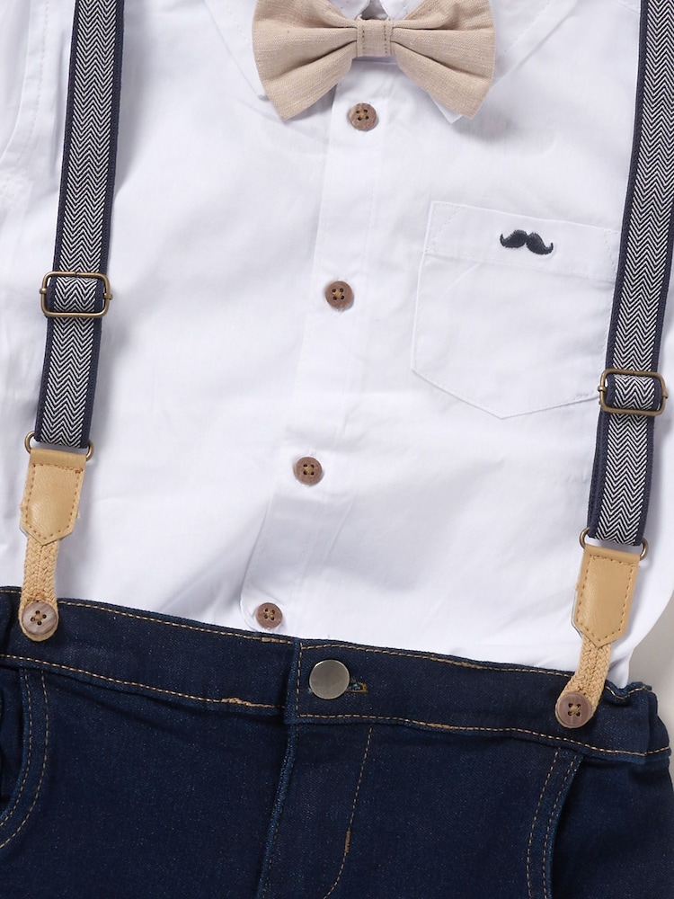 Little Gent Bodysuit Shirt Shorts and Braces Outfit Set - Image 2 of 2