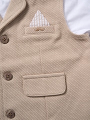 Little Gent Blue 100% Cotton Shirt, Waistcoat & Short Set - Image 5 of 5