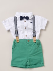 Little Gent Blue Shirt Shorts and Braces Outfit Set - Image 1 of 3