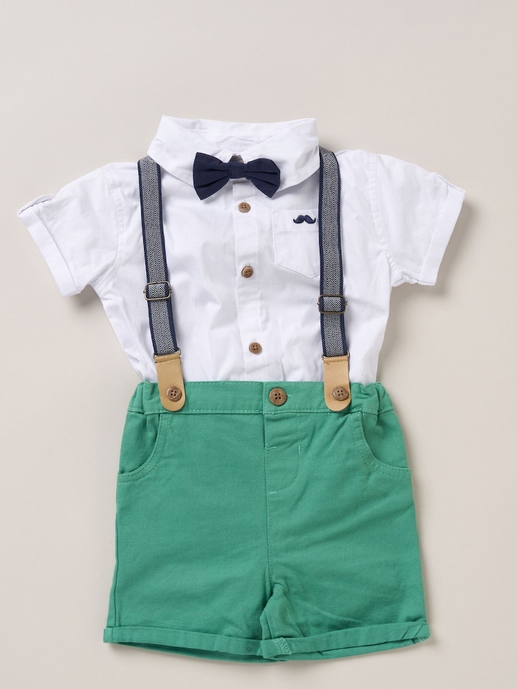 Little Gent Blue Shirt Shorts and Braces Outfit Set - Image 1 of 3
