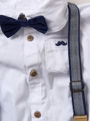 Little Gent Blue Shirt Shorts and Braces Outfit Set - Image 3 of 3