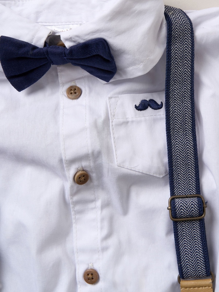 Little Gent Blue Shirt Shorts and Braces Outfit Set - Image 3 of 3