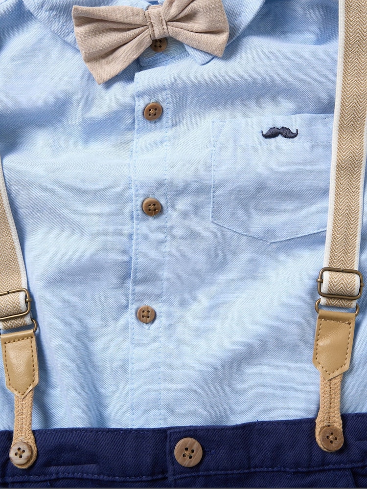 Little Gent Blue Shirt Shorts and Braces Outfit Set - Image 2 of 3