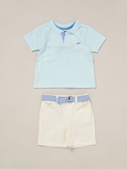 Little Gent Polo Shirt and Belted Shorts Outfit Set - Image 1 of 5