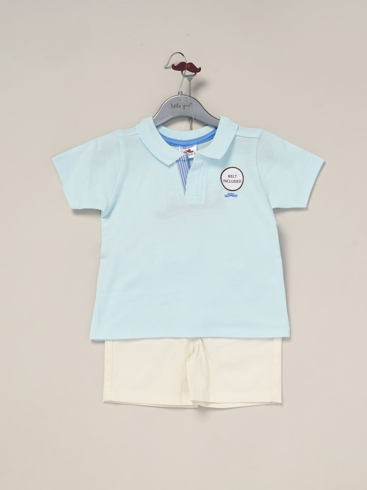Little Gent Polo Shirt and Belted Shorts Outfit Set - Image 2 of 5