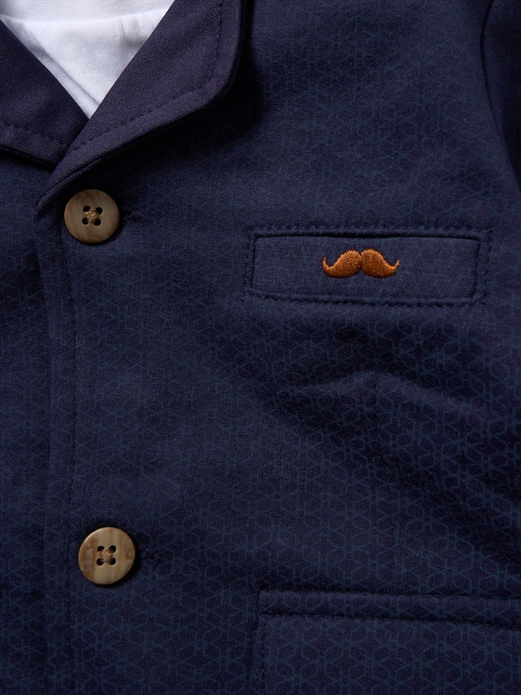 Little Gent Blue 100% Cotton T-Shirt Shorts and Jacket Outfit Set - Image 4 of 4