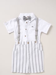 Little Gent Blue Shirt Shorts and Braces Outfit Set - Image 1 of 3