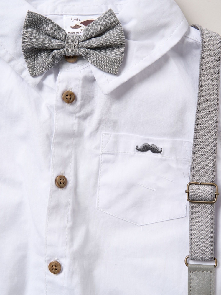 Little Gent Blue Shirt Shorts and Braces Outfit Set - Image 2 of 3