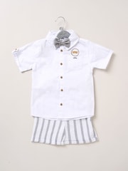 Little Gent Blue Shirt Shorts and Braces Outfit Set - Image 3 of 3