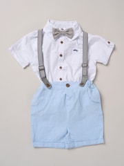 Little Gent Blue Shirt Shorts and Braces Outfit Set - Image 1 of 3