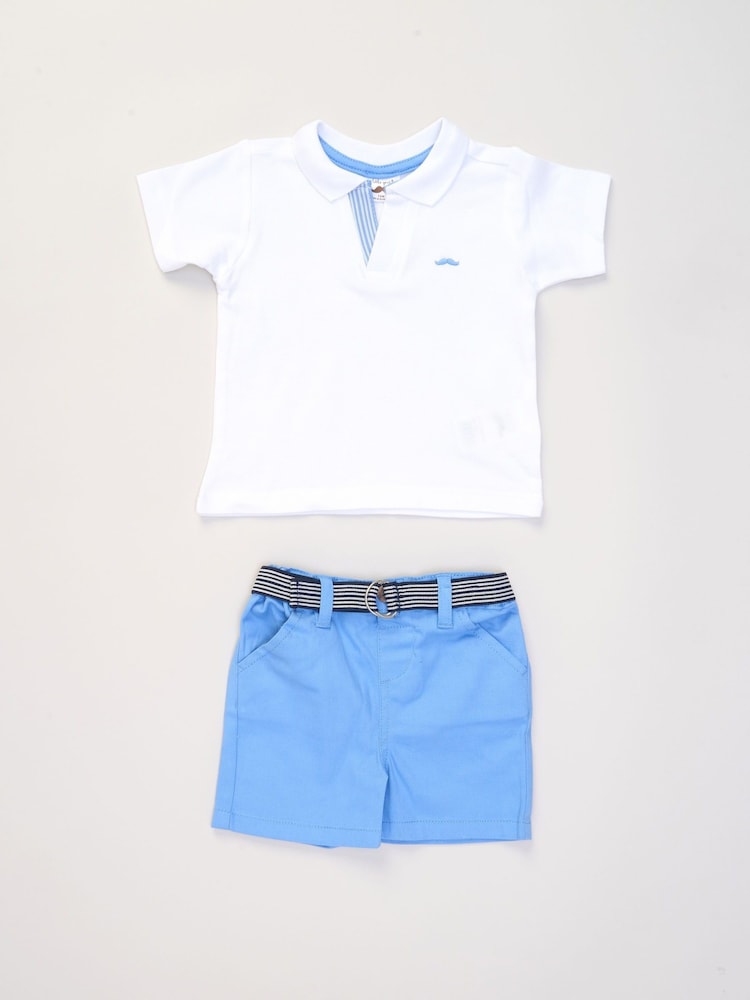 Little Gent Polo Shirt and Belted Shorts Outfit Set - Image 1 of 5