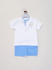 Little Gent Polo Shirt and Belted Shorts Outfit Set - Image 2 of 5
