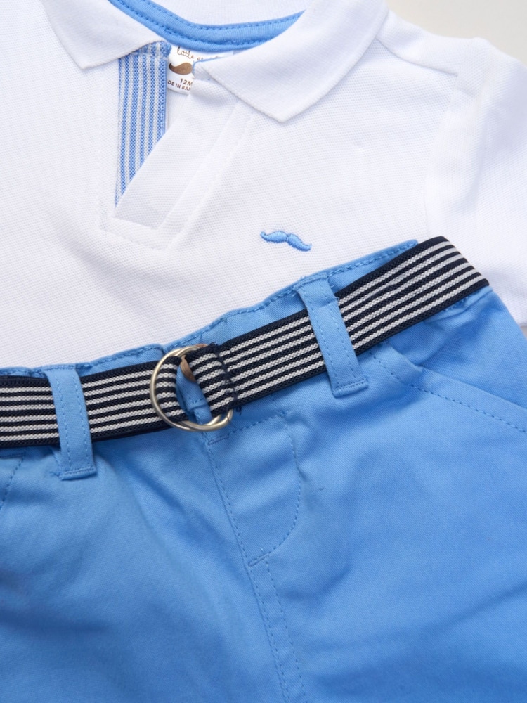 Little Gent Polo Shirt and Belted Shorts Outfit Set - Image 5 of 5