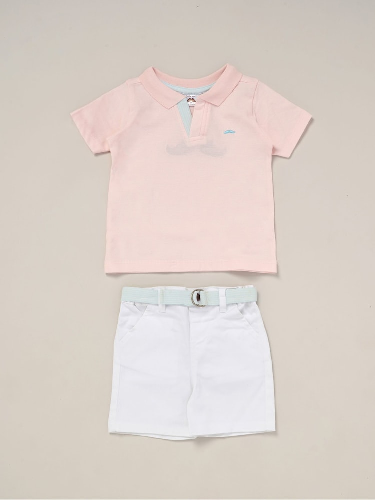 Little Gent Polo Shirt and Belted Shorts Outfit Set - Image 1 of 5