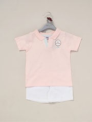 Little Gent Polo Shirt and Belted Shorts Outfit Set - Image 2 of 5