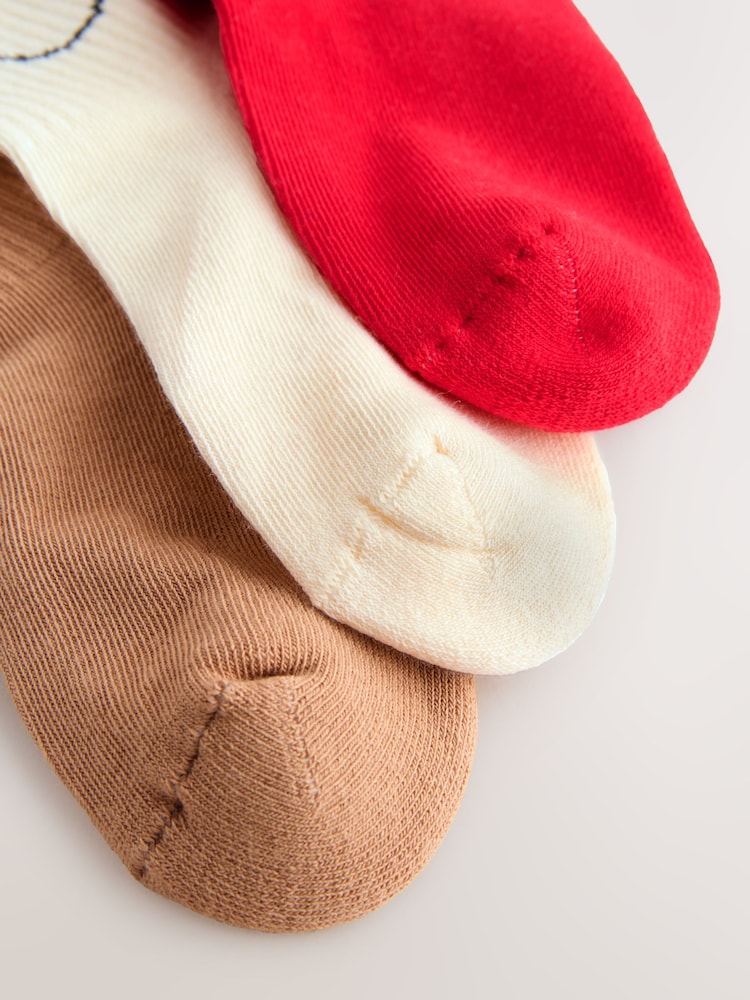 Christmas Red Cream and Neutral Regular Length 3 Pack Cotton Rich Cushioned Sole Ankle Socks - Image 3 of 3 Christmas Red Cream and Neutral Regular Length 3 Pack Cotton Rich Cushioned Sole Ankle Socks - Image 3 of 3