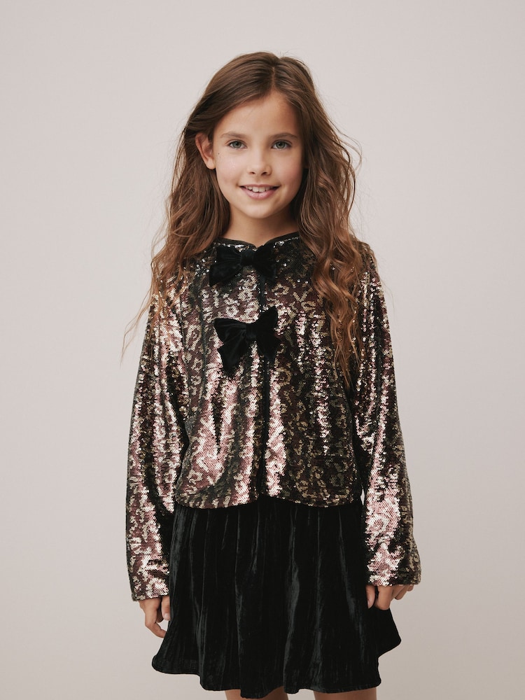 Animal Sequin Bow Long Sleeve Top (3-16yrs) - Image 1 of 3