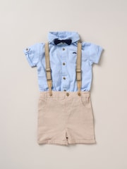 Little Gent Bodysuit Shirt Shorts and Braces Outfit Set - Image 1 of 3