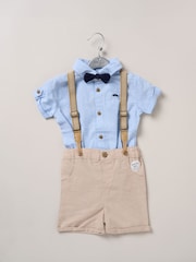 Little Gent Bodysuit Shirt Shorts and Braces Outfit Set - Image 2 of 3