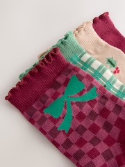 Red/Green and Cream Cotton Rich Christmas Character Ankle Socks 4 Pack - Image 3 of 4